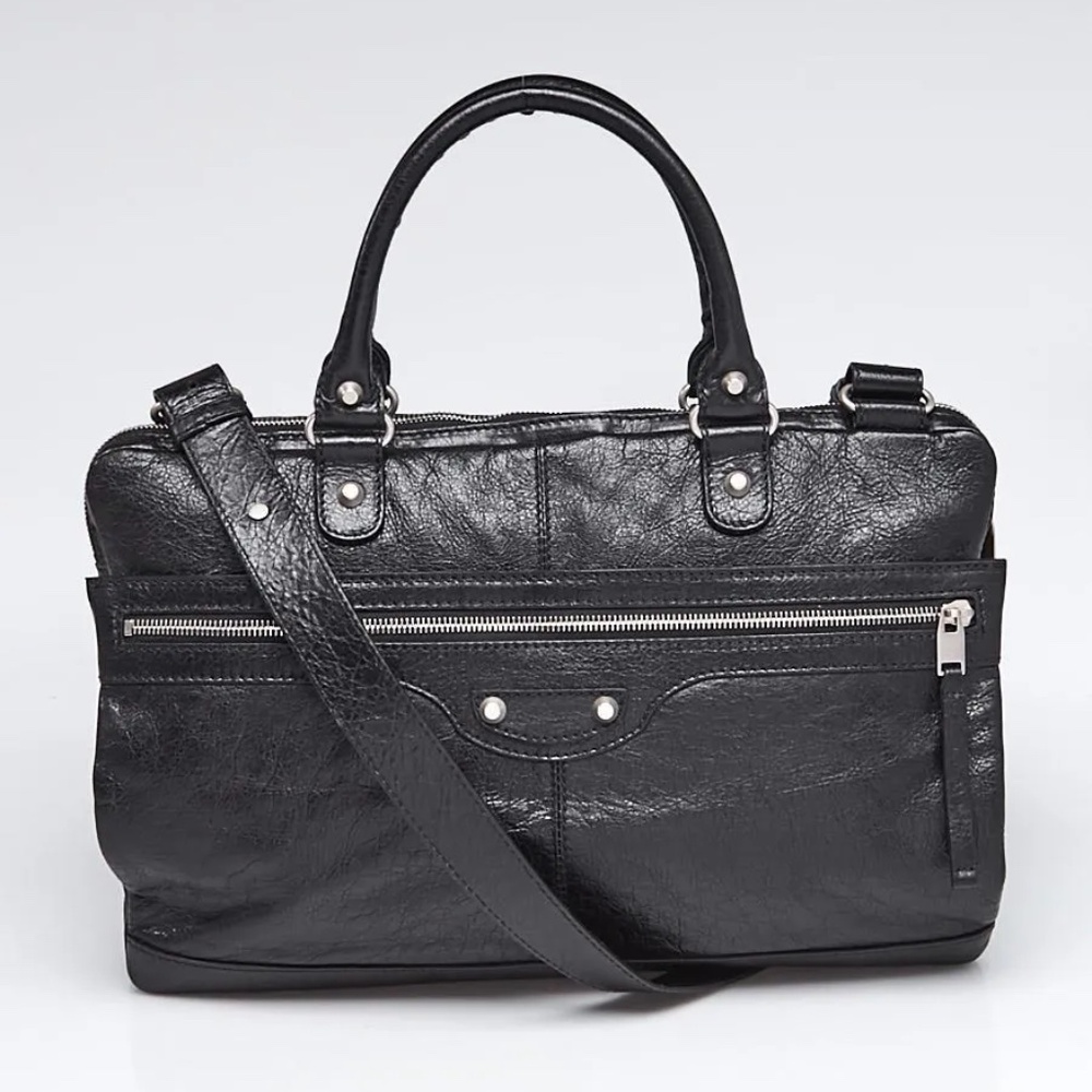 BALENCIAGA BLACK LAMBSKIN LEATHER - UNISEX WORK BAG